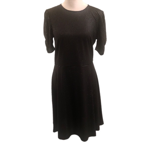 NWT Michael Kors (Black & Silver) Metallic Dot Short-Sleeve Dress - Small - Picture 4 of 11